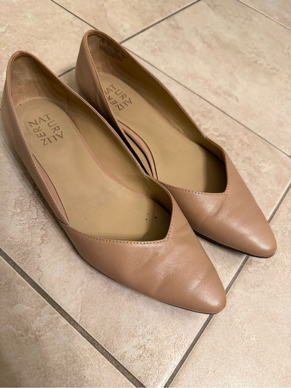 Naturalizer Women’s Pointed-Toe Flats in Taupe - 8 Wide